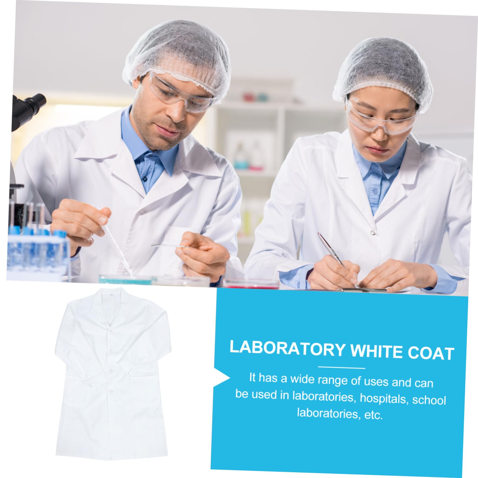 Bata de Laboratorio de Algodón Manga Larga Uniforme | Transpirable, Fácil de Poner y Quitar, para Laboratorios Escolares y Hospitales