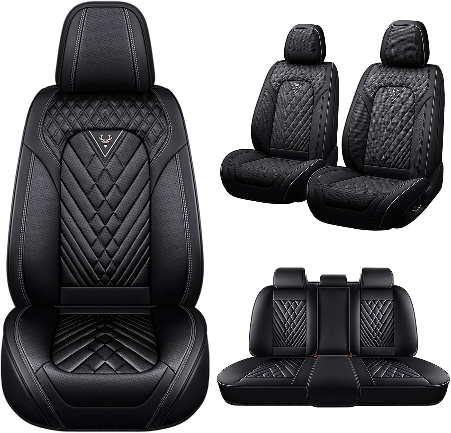 Car Seat Covers Fit for Ford Bronco 2021-2025,5 Seats Non-Slip Nappa Leather Seat Cover, Airbag Compatible, Sports Car Seat Protector Premium Interior.(Standard 5 Seats,Black)