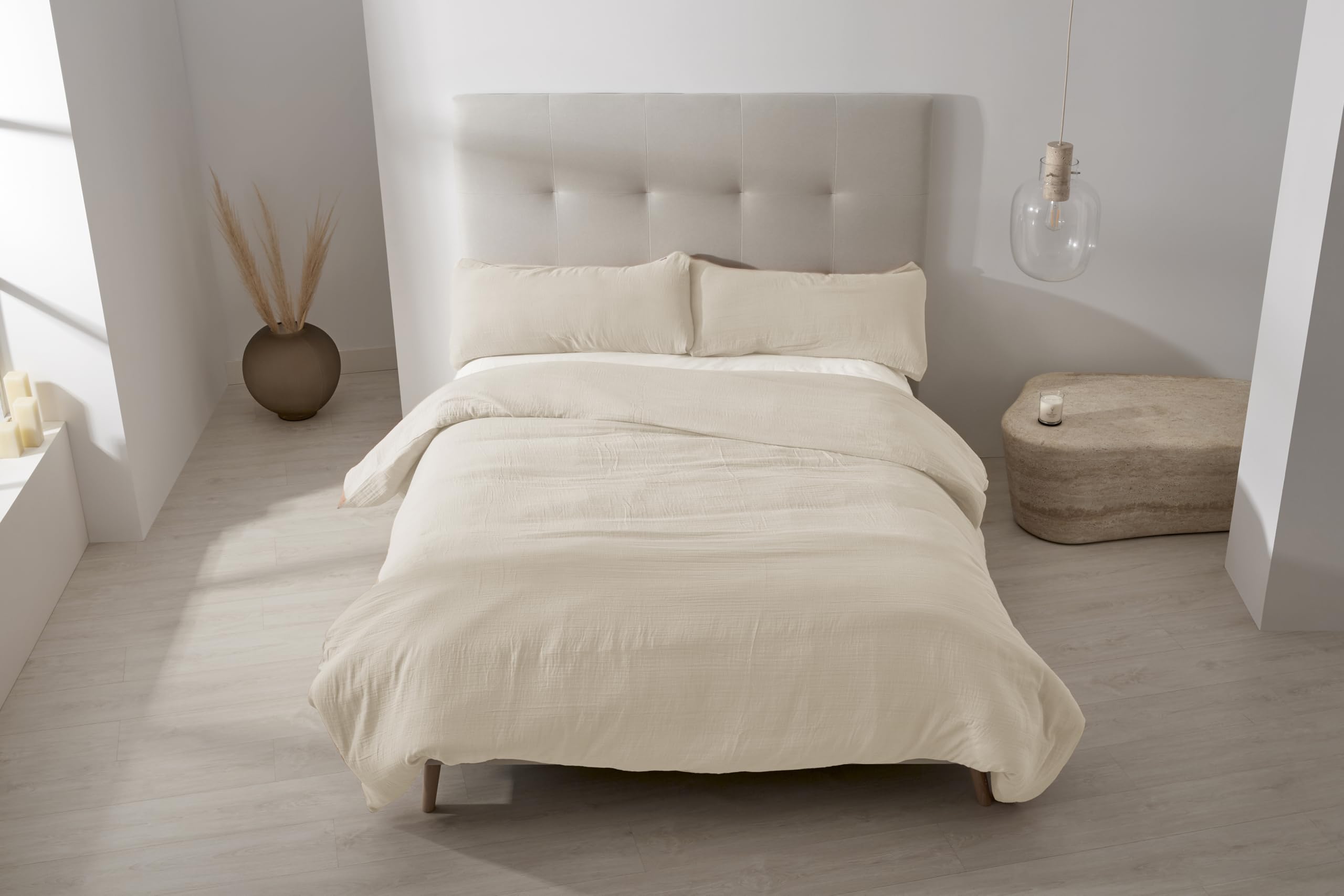 Dúo de Funda nórdica de algodón Brisa Natural - Cama de 135/140 cm - Cierre con Clips