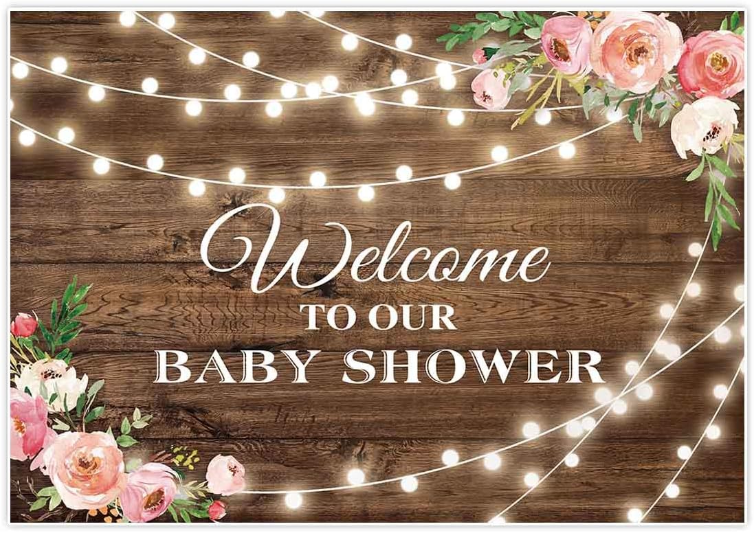 Allenjoy 7x5ft Rustic Floral Wooden Backdrop Wrinkle Free Baby Shower Bridal for Studio Photography Pictures Brown Wood Floor Flower Wall Background Newborn Birthday Party Banner Photo Shoot Booth