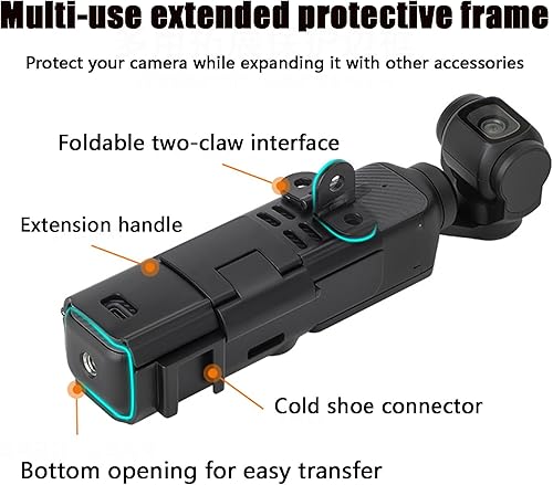Miniatura 7 de Adaptador de extensión de cámara para DJI Osmo Pocket 3 Jaula protectora Luz de zapato frío Micrófono Soporte de montaje en trípode Soporte de