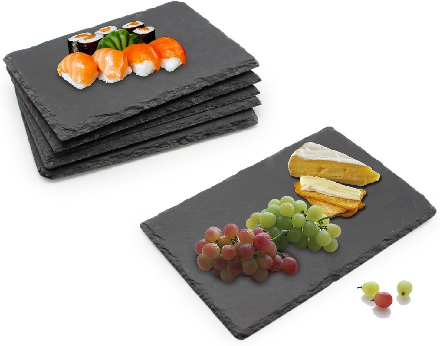 Megashef 6 Piece Set of Slate Food/Salad/Cheese Boards Plate for Dinner Parties and Entertaining Family Gift Idea Present