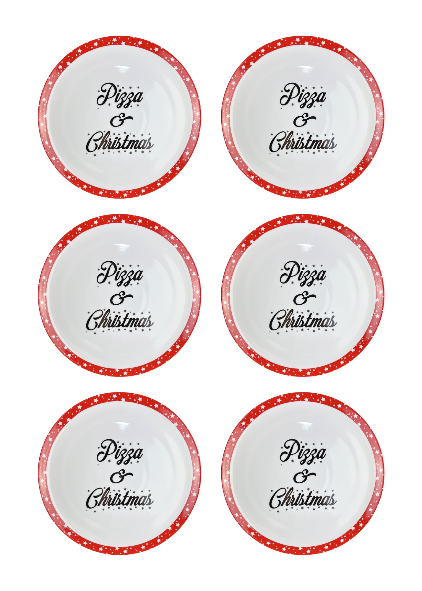 IlGruppone Set 6 Pezzi Piatti Pizza Natalizi Grandi Porcellana Bone China Ø 30 Cm Piani XL Tavola Natale Certificati Contatto Alimentare Sì Microonde Lavastoviglie Idea Regalo
