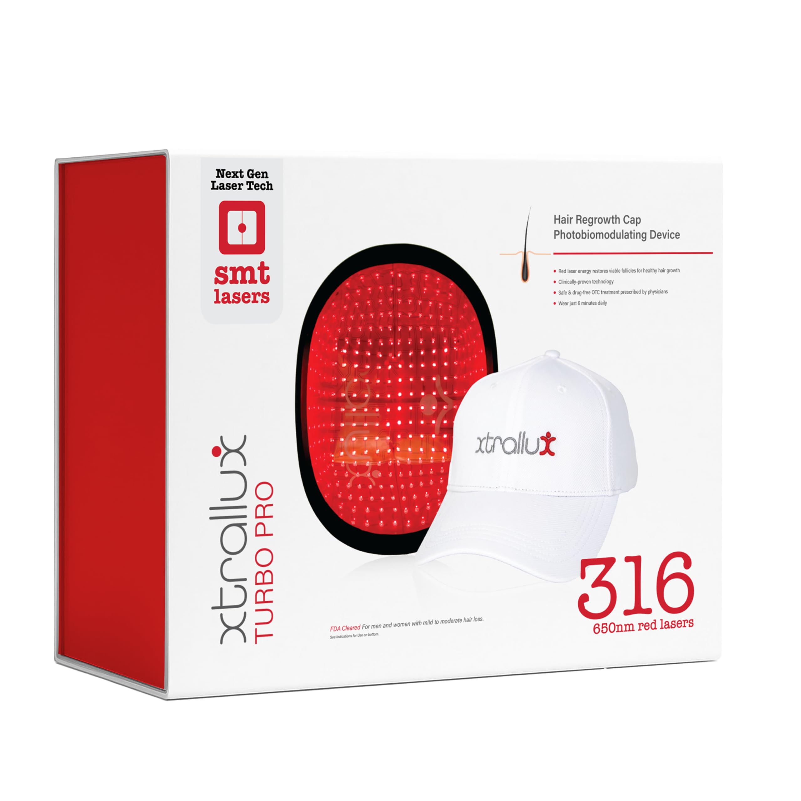 Turbo Pro Laser Hair Growth Cap with 316 Lasers – 6 Minute Treatment Time for Thinning Hair | Hair Loss Treatment | Hair Regrowth Cap for Men and Women