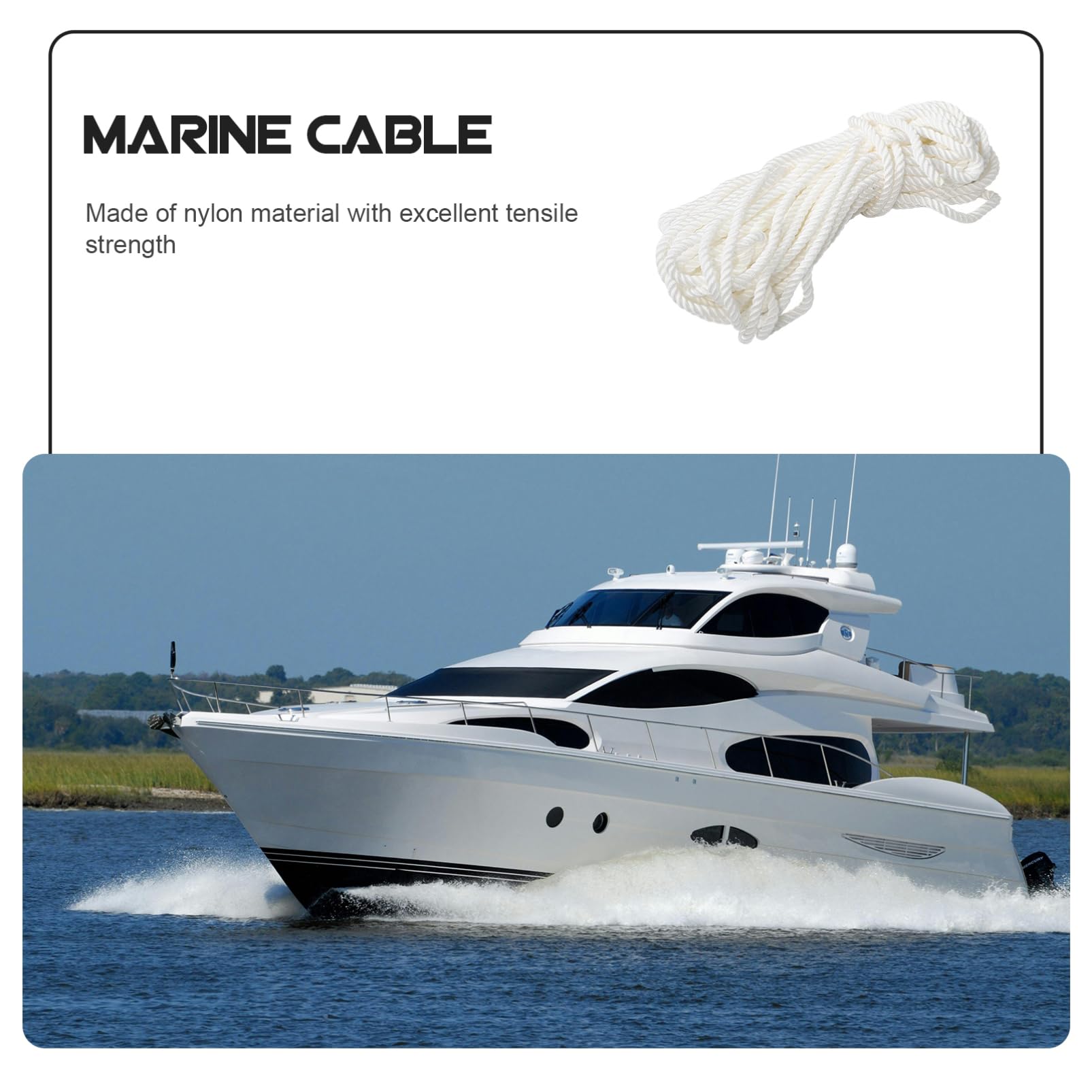 1rolle Weißes Nylon-marineseil Für Bootsanlegemanöver Strapazierfähige Festmacherleine Für Sicheres Verankern Und Ankern Für Yachten Und Boote