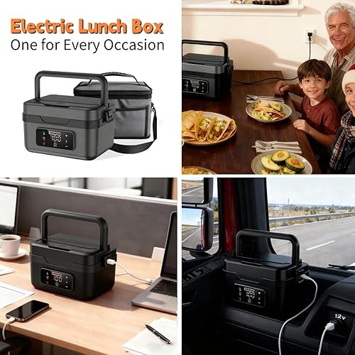 Miniatura 3 de Lonchera térmica - Calentador de alimentos portátil para el trabajo, lonchera eléctrica inalámbrica para adultos y hombres, lonchera calentable