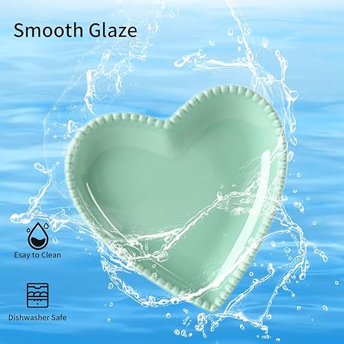 Miniatura 6 de Juego de 10 platos de porcelana de 6.3 pulgadas, platos llanos pequeños en forma de corazón, platos de ensalada de postre para pasteles, aperitivos,