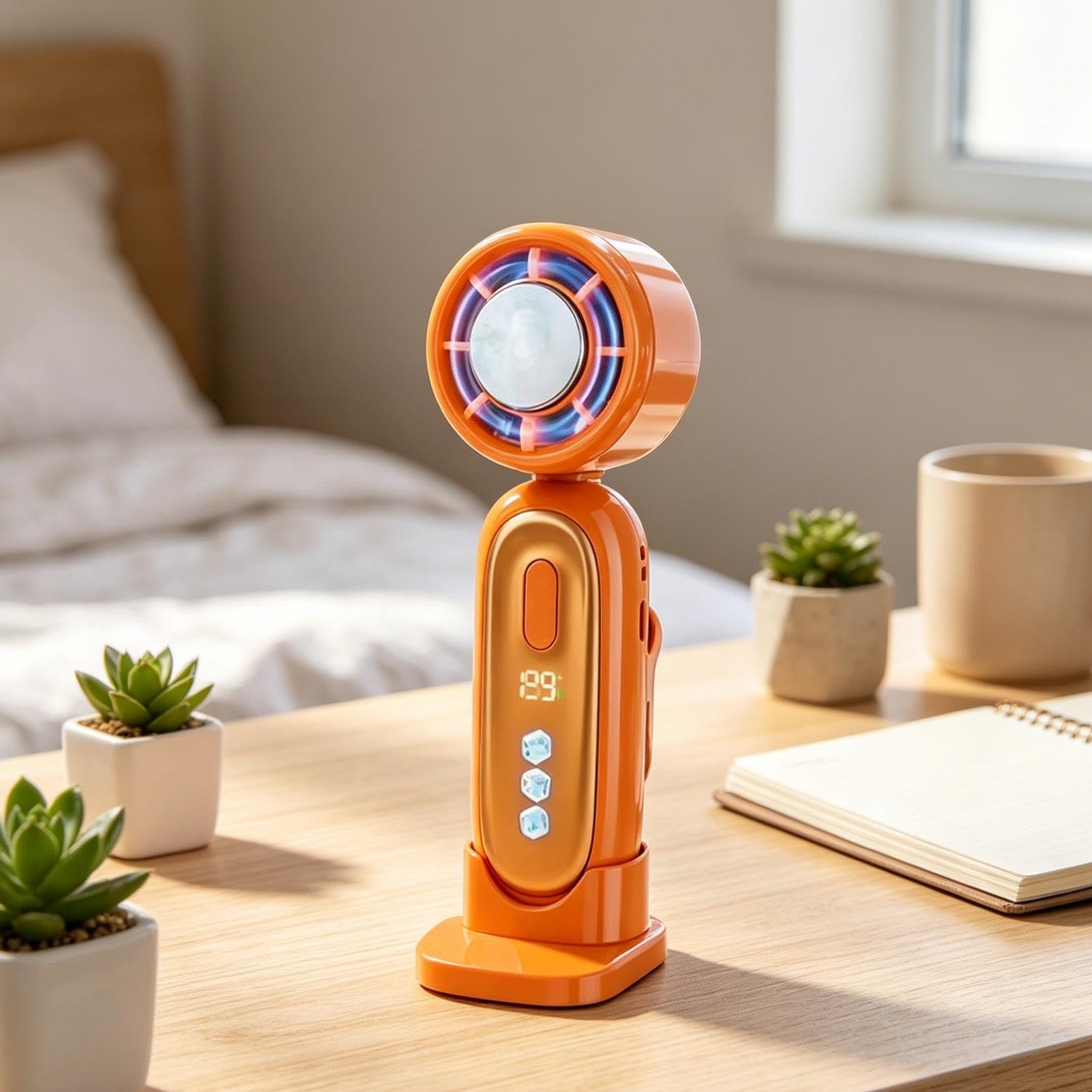 Ventilatore Elettrico Portatile Pieghevole Raffreddante Con Clip Posteriore | Mini Ventilatore a Batteria Ricaricabile Per Spiaggia Escursionismo Pesca Esterno Casa Ufficio Donna Uomo Bambini