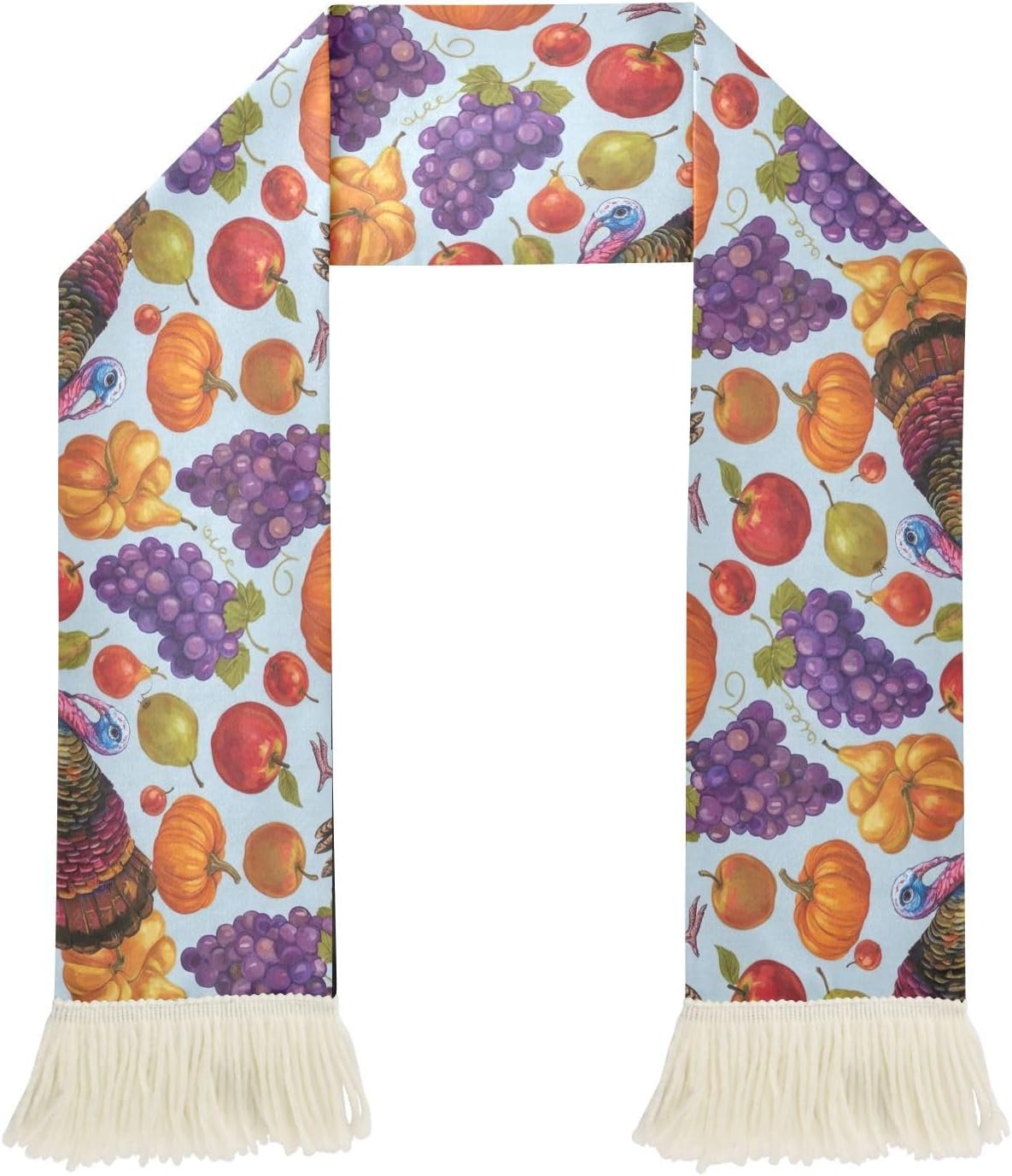 CHIFIGNO Vintage Turkeys Pumpkins Sports Fan Scarf, Soft Quick Dry Polyester Cheering Towel for Soccer Games, Sweat Wicking Rally Scarf with Fringe Ends