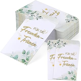 50 Stück Freudentränen Hochzeit Taschentücher Banderolen, Freudentränen Taschentuchhalter, Mini Freudentränen Hochzeit Papiertüten für Hochzeitsdeko, Gastgeschenke