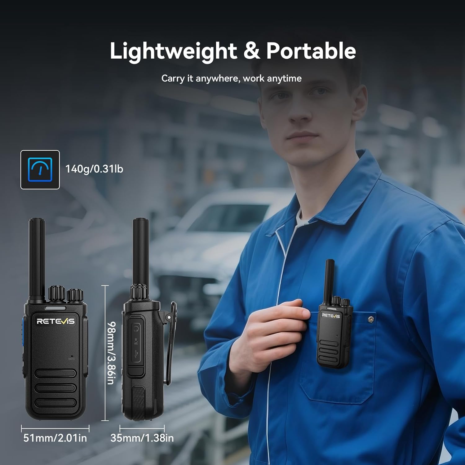 Retevis MateTalk B4 Walkie Talkies with Earpiece,Noise Reduction 2 Way Radios,USB-C Charging,Hands Free,Rugged,Portable,Commercial Two Way Radio for Construction Industrial Jobsite Security (10 Pack)