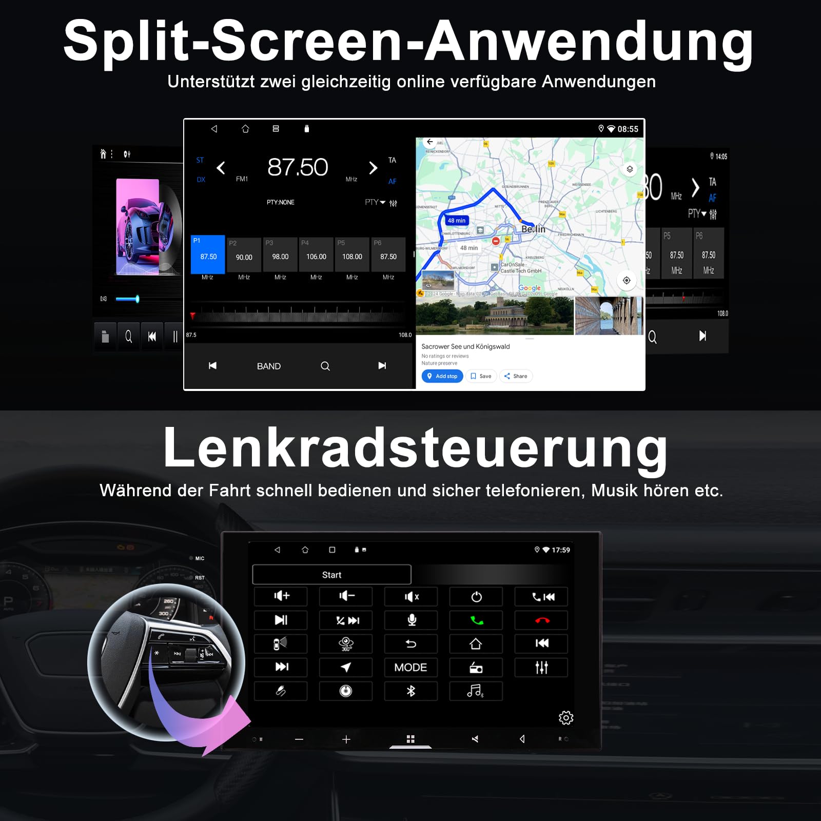 4GB+64GB Android Autoradio für Volkswagen Polo 9N 9N3 2001-2009 2 Din, 7 Zoll QLED Bildschirm mit Wireless CarPlay & Android Auto, 1080P Rückfahrkamera, GPS, WiFi, Bluetooth, DSP AM RDS USB
