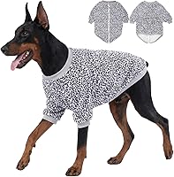 Vista 8 de LovinPet Pijamas extra grandes para perra, ropa de perro actualizada con tela de franela cálida con estampado de platos Granny Chic rosa, suéter