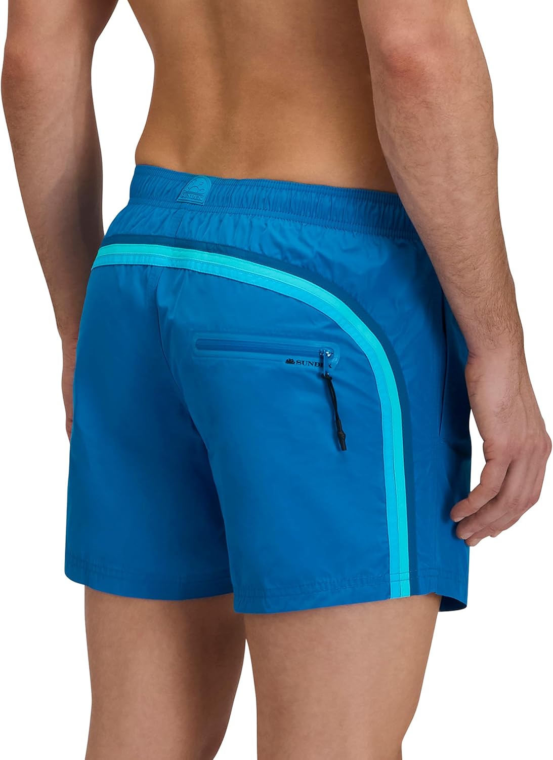 SUNDEK Mens Elastic Waist Boardshort, Swim Trunks 14" Length 5" Inseam