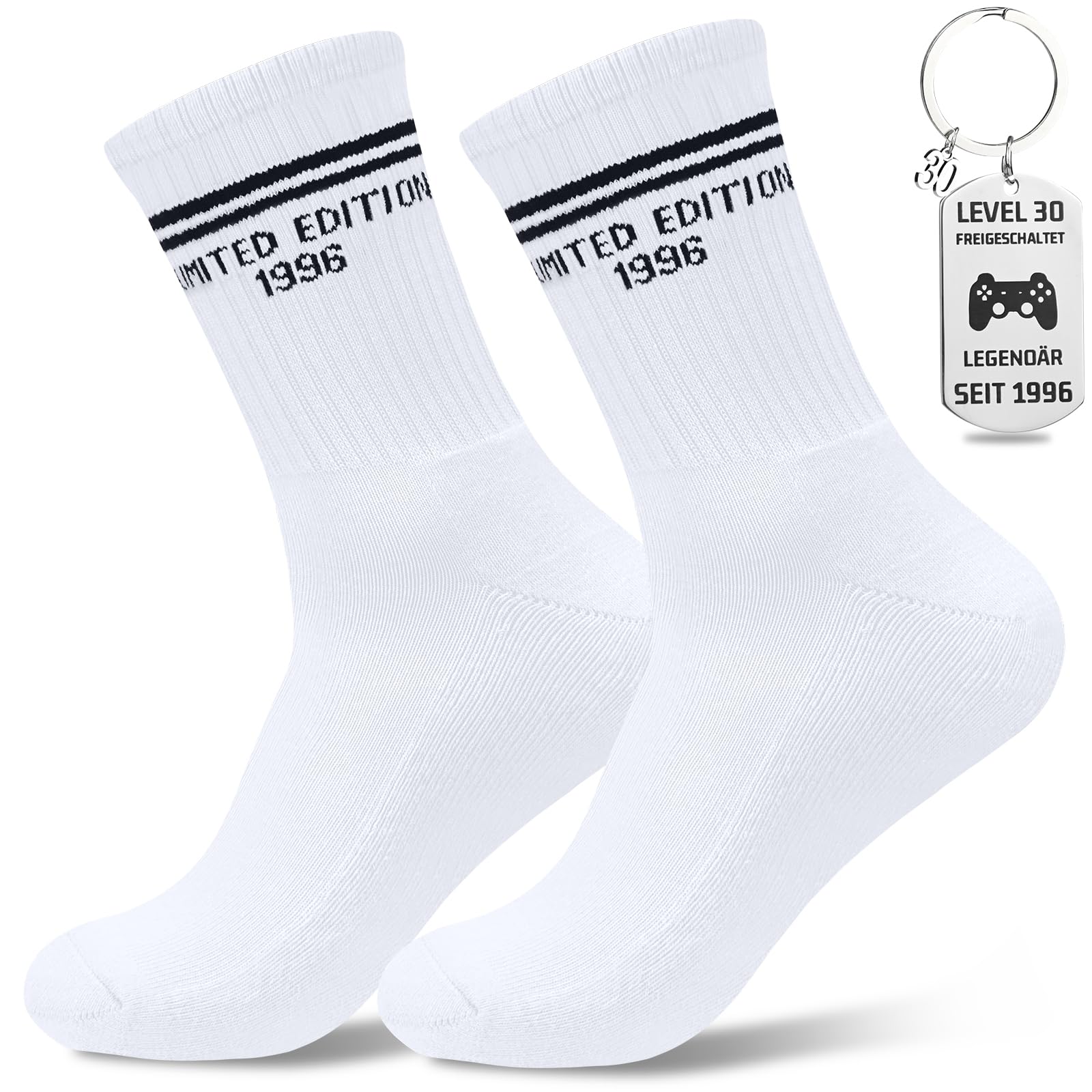 Smlper 16 18 30 40 50 Geburtstag Geschenke, Lustige Socken Geburtstagsgeschenk, Geburtstag Socken Und Schlüsselanhänger, Geschenk Baumwolle Tennissocken für Teenager Männer Frauen Frauen