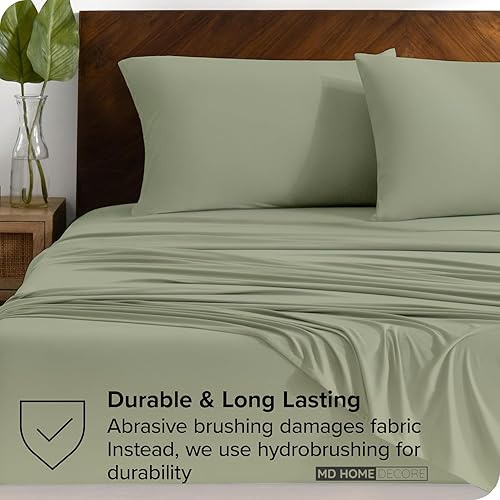 Miniatura 137 de Juego de sábanas de bolsillo extra profundas (4 piezas) 100% algodón egipcio de 400 hilos, bolsillo profundo de 22 pulgadas, sábana bajera ajustable