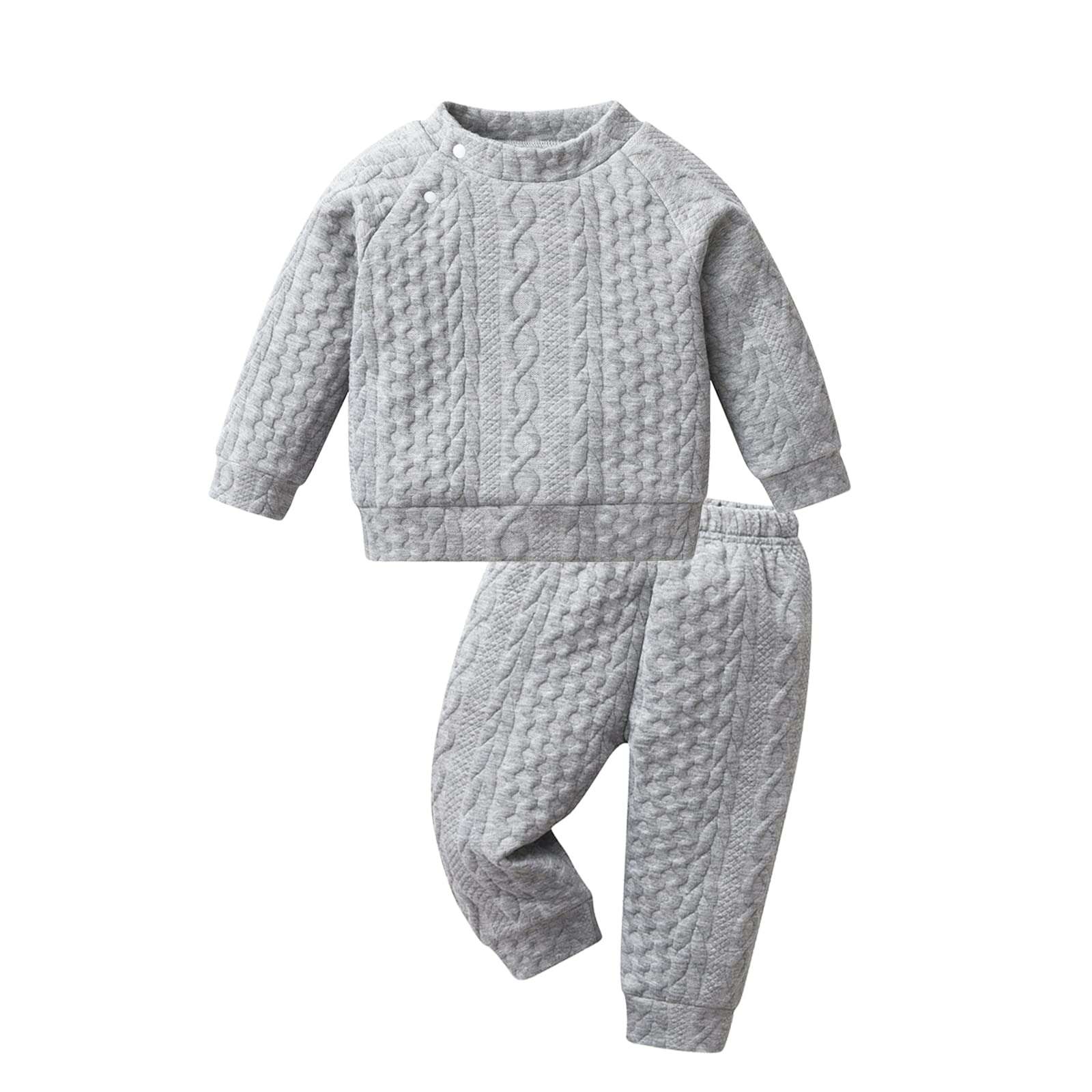 Toddler Infant Baby Boy Girl Clothes Unisex Solid Sweatsuit Long Sleeve Warm Pullover Tops Pants Set Fall Winter Outfits