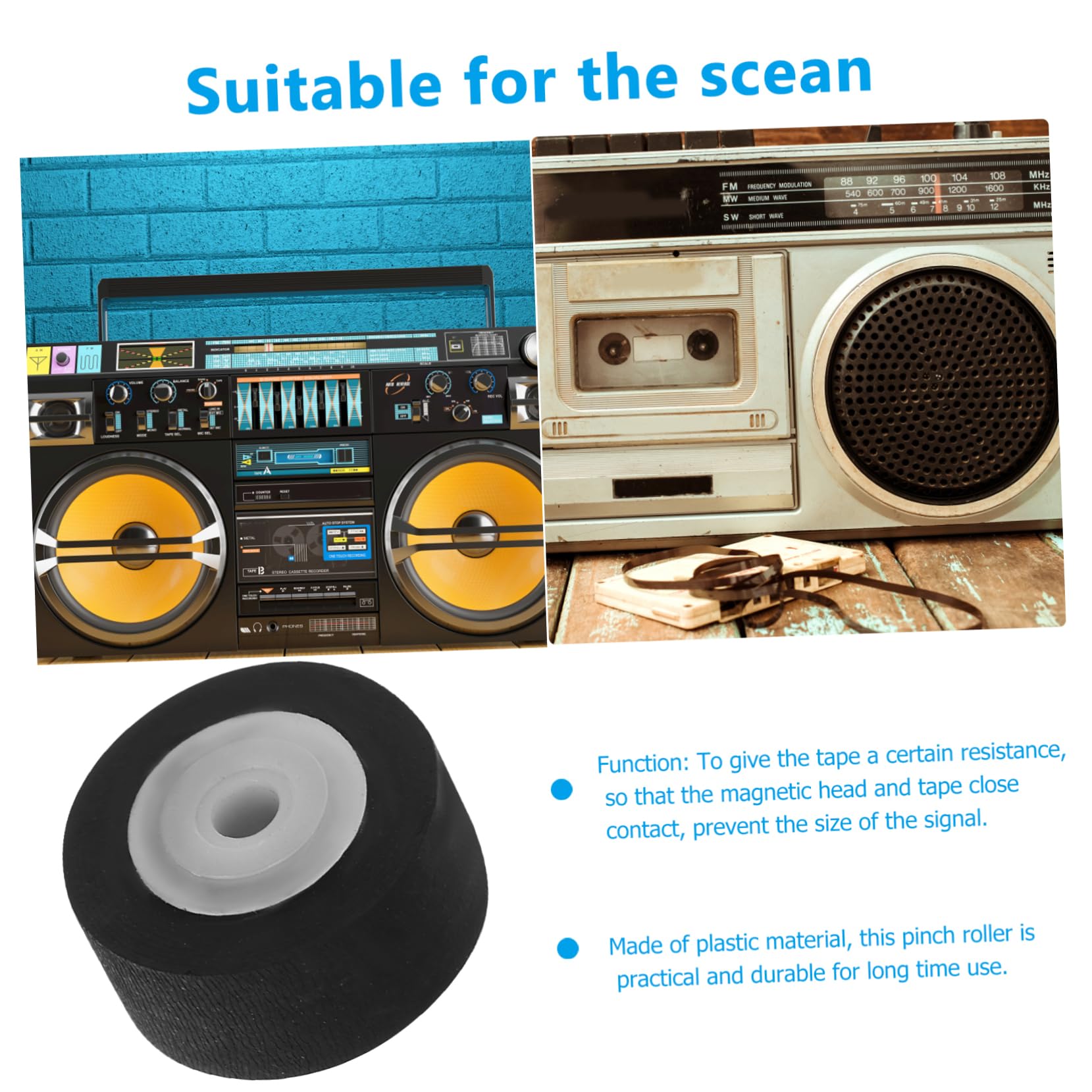 ARTIBETTER 12pcs Durable Pinch Roller for Video Recorder Radio Tape Bearing Roller Practical Replacement for Audio Video Machines Solid Material for Use