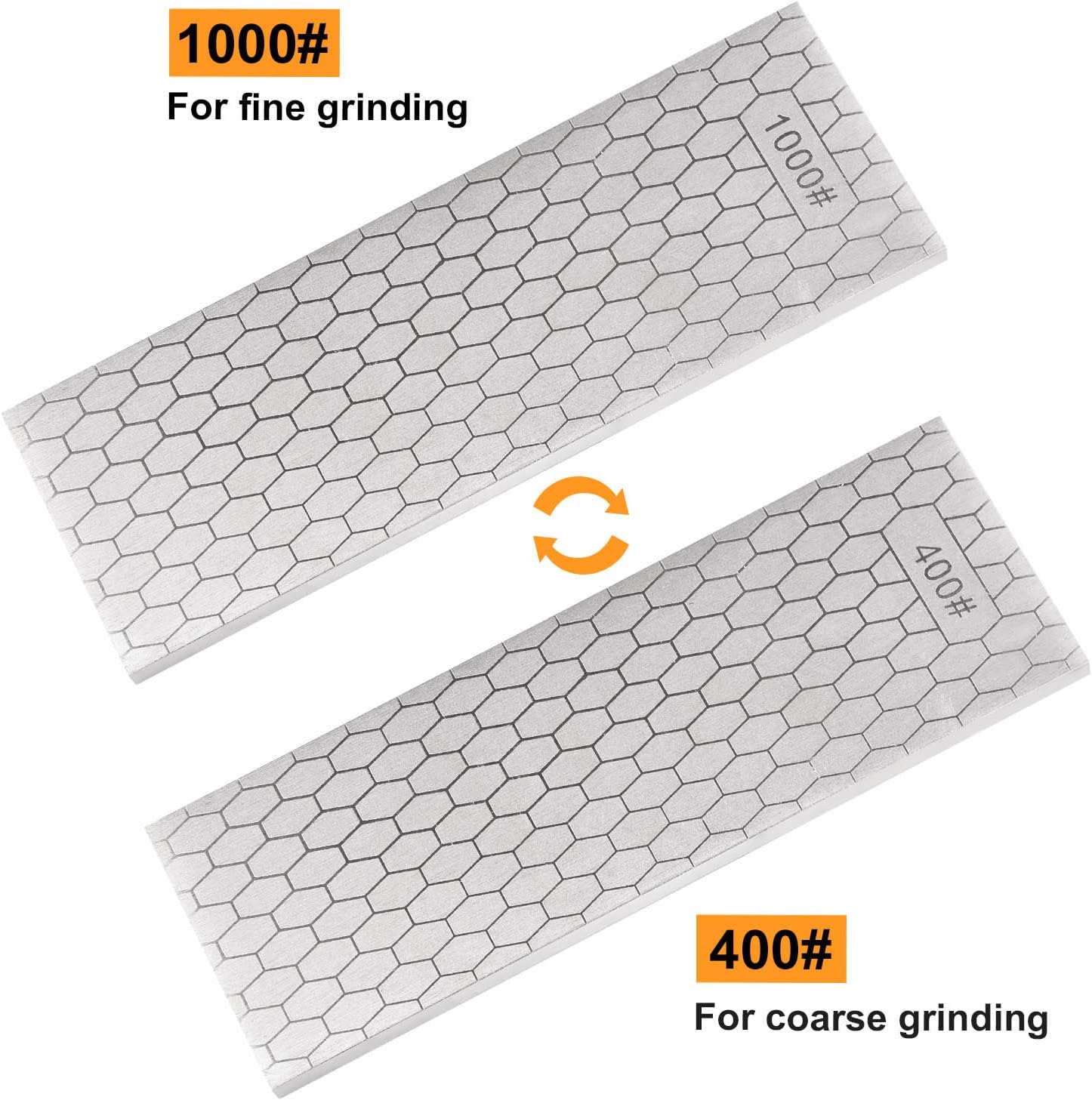 Suteck Diamond Sharpening Stone Kit, Double-Sided Diamond Stone Sharpener Whetstone 400/1000 Grit, 8 x 3 Inch Universal Base & Stainless Steel Rubber Holder