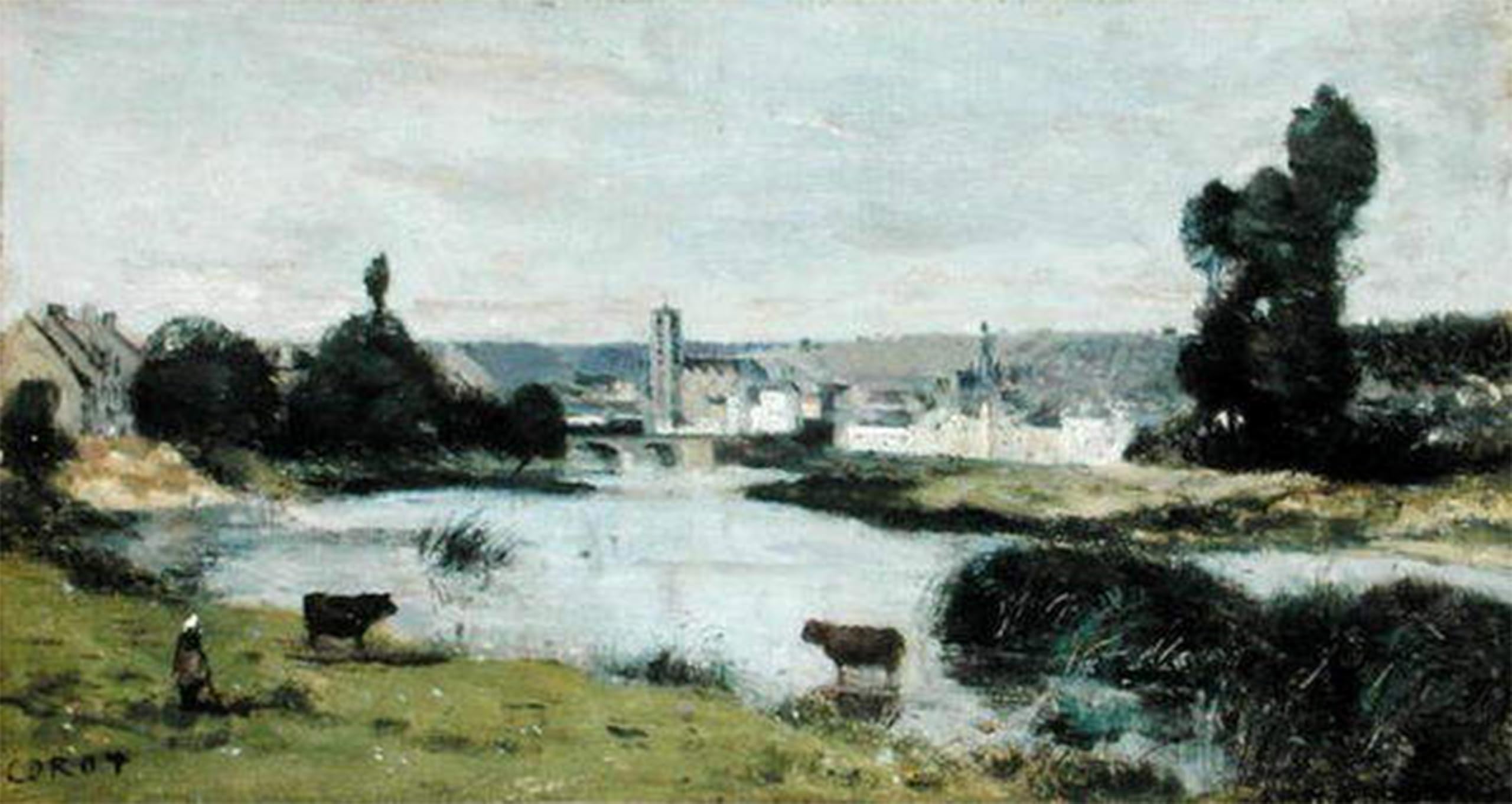 ARTXLXXBN Famous Prints Artwork Pictures Poster Painting Art The Castles oil on canvas by Jean Baptiste Camille Corot Artwork Landscape Pictures for Home Decor 60x90cm