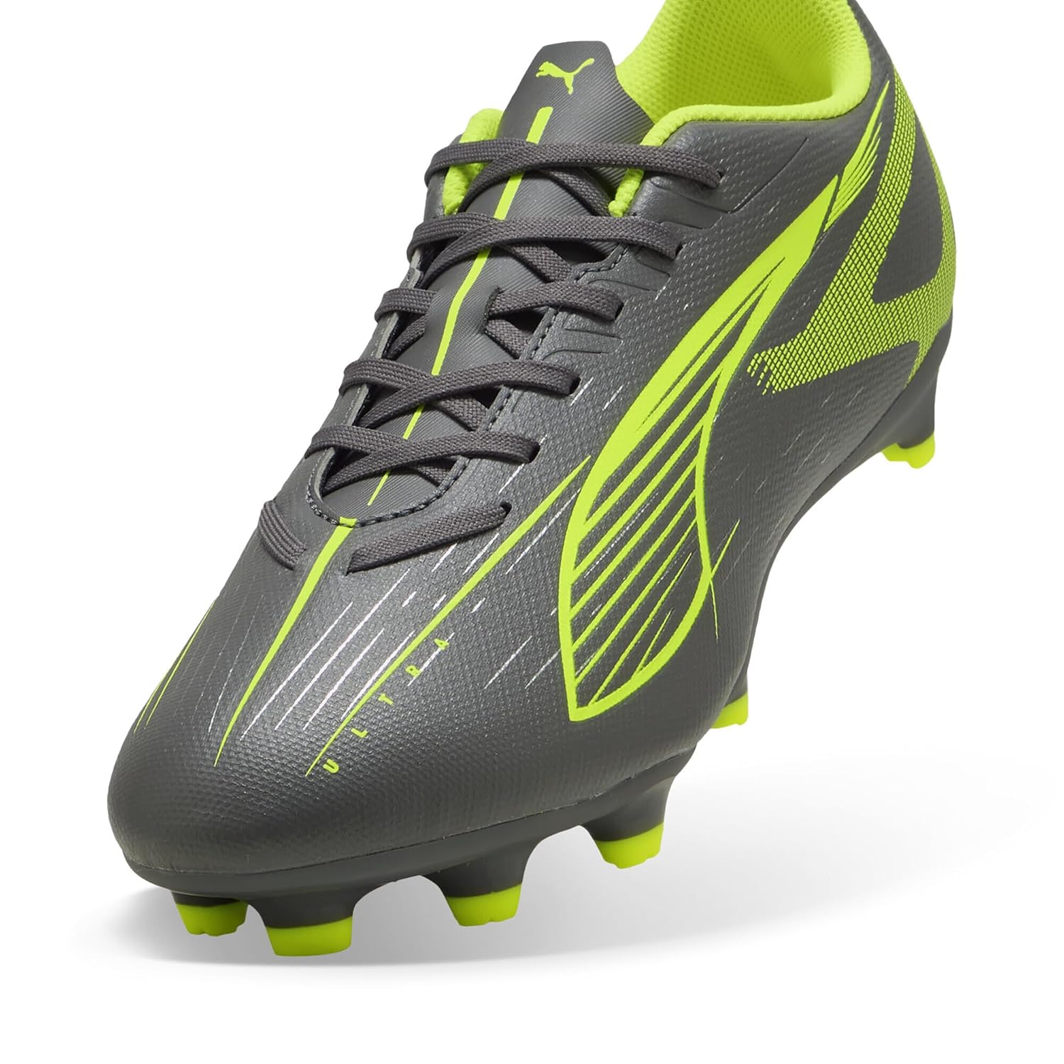 PUMA Unisex Ultra 5 Play FG Soccer Shoe, Matte Aged Silver-Yellow Alert Aged Silver, 9.5 UK, Matte Aged Silver Yellow Alert Puma Aged Silver, us:5.5