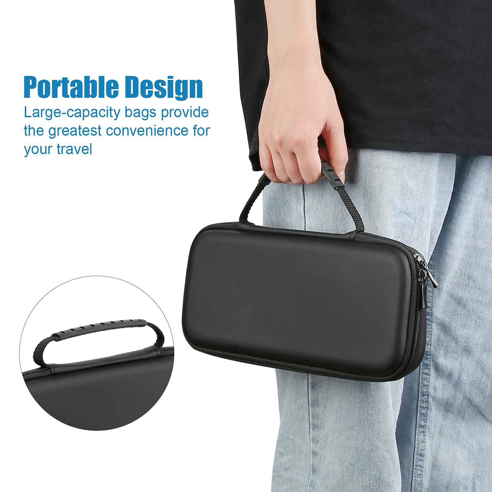 HEYSTOP Nintendo Switch Tasche Bundle 27 in 1 Tragetasche Case mit Schutzhülle, Griff, Aufbewahrung, Ladestation, Schwarz