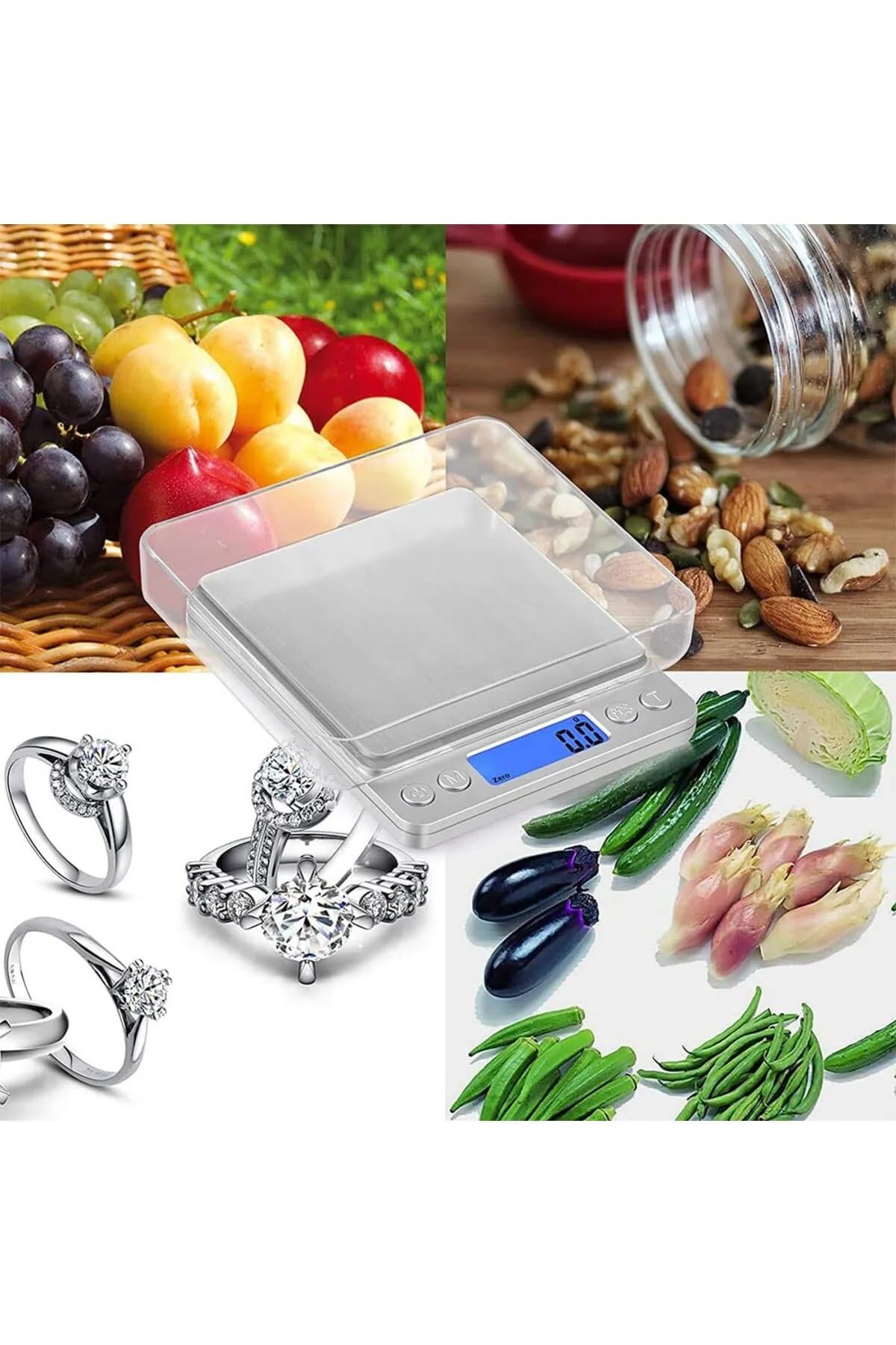 Jouis Dijital Mutfak Hassas Tartı, 3 KG Kapasite, 0.1 Gr Hassasiyet, LCD Ekran, Mutfak ve Kuyumcu Terazisi