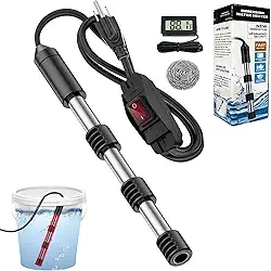 Aquecedor de água de imersão para banheira com interruptor e termômetro LCD para controle de temperatura da água, aquecedor de balde portátil, aquecedor de banheira de hidromassagem para piscina