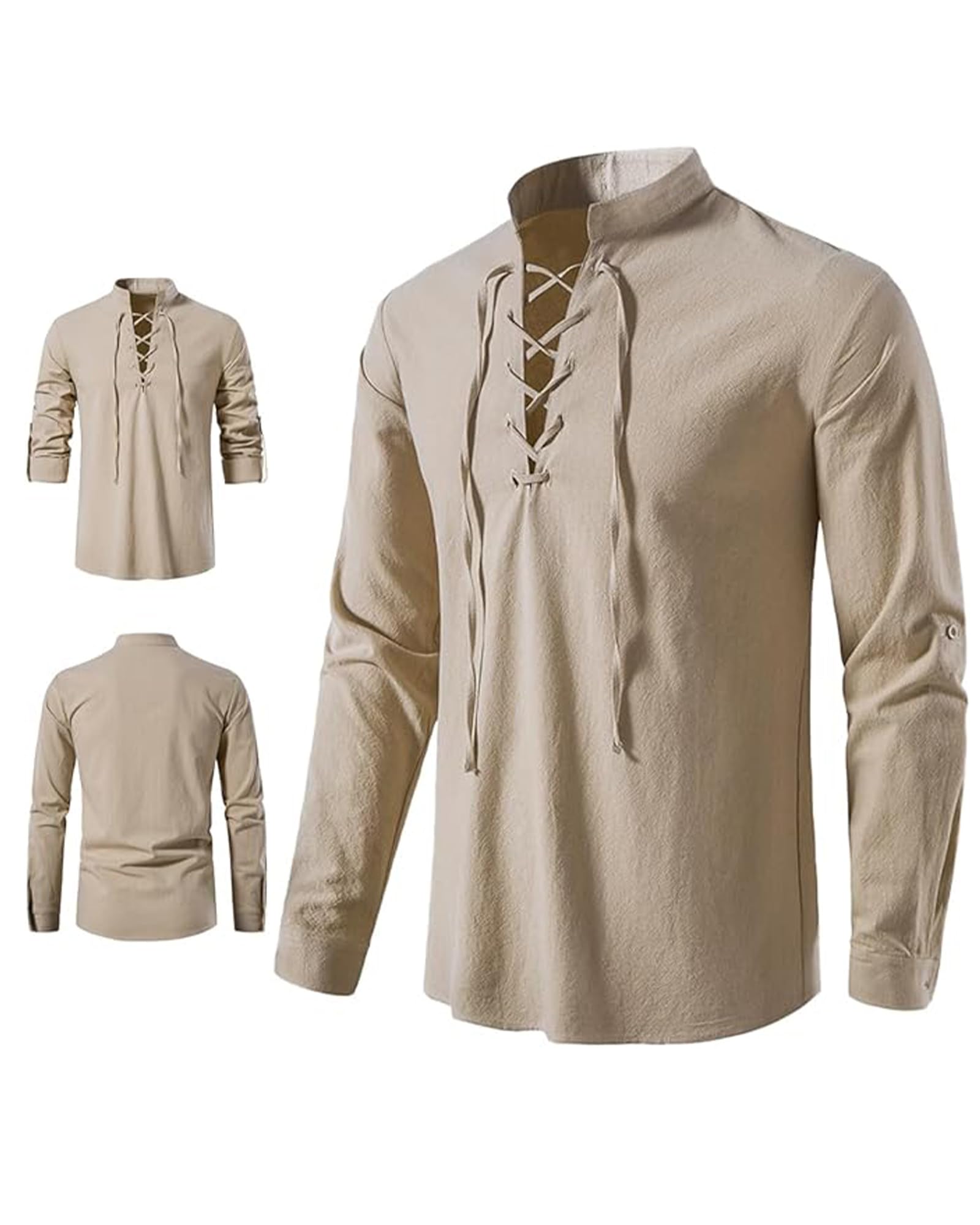 YAOHUOLE Leinenhemd Herren Langarm Freizeithemd Herren Mitteralterhemd Herren Universal Fit