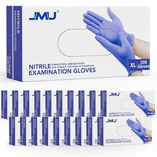 Miniatura 28 de JMU Guantes de nitrilo negros, tamaño pequeño, caja de 1200, guantes de examen de nitrilo de 3.5 mil, sin látex, sin polvo Negro -,Violeta