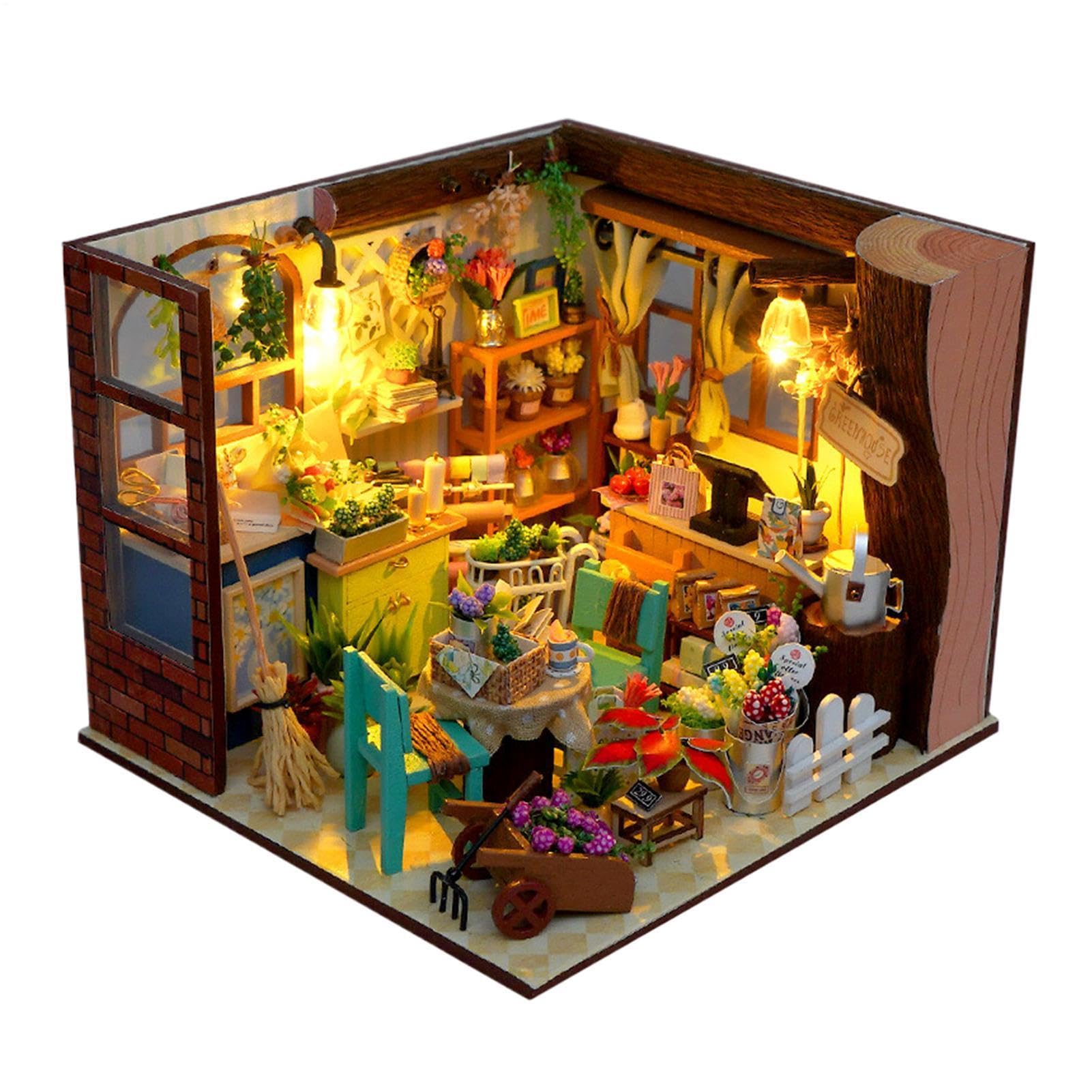 Kit fai da te per una casa in miniatura Giocattolo Di Costruzione | Kit Casa Delle Bambole Per la decorazione di scrivania, dormitorio, appartamento, libreria, soggiorno e