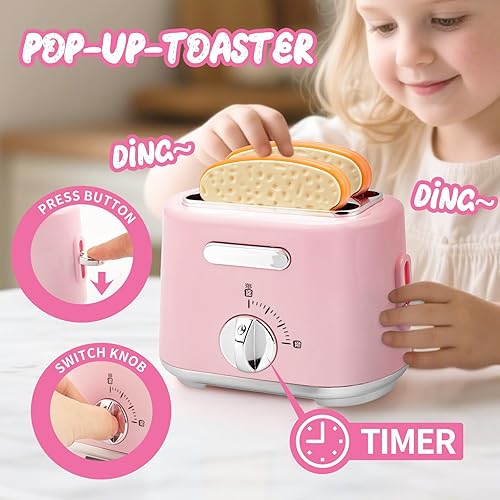 Miniatura 5 de Accesorios de cocina para jugar, electrodomésticos de cocina con cafetera, batidora, tostadora y licuadora, juego de cocina para niños con luces y