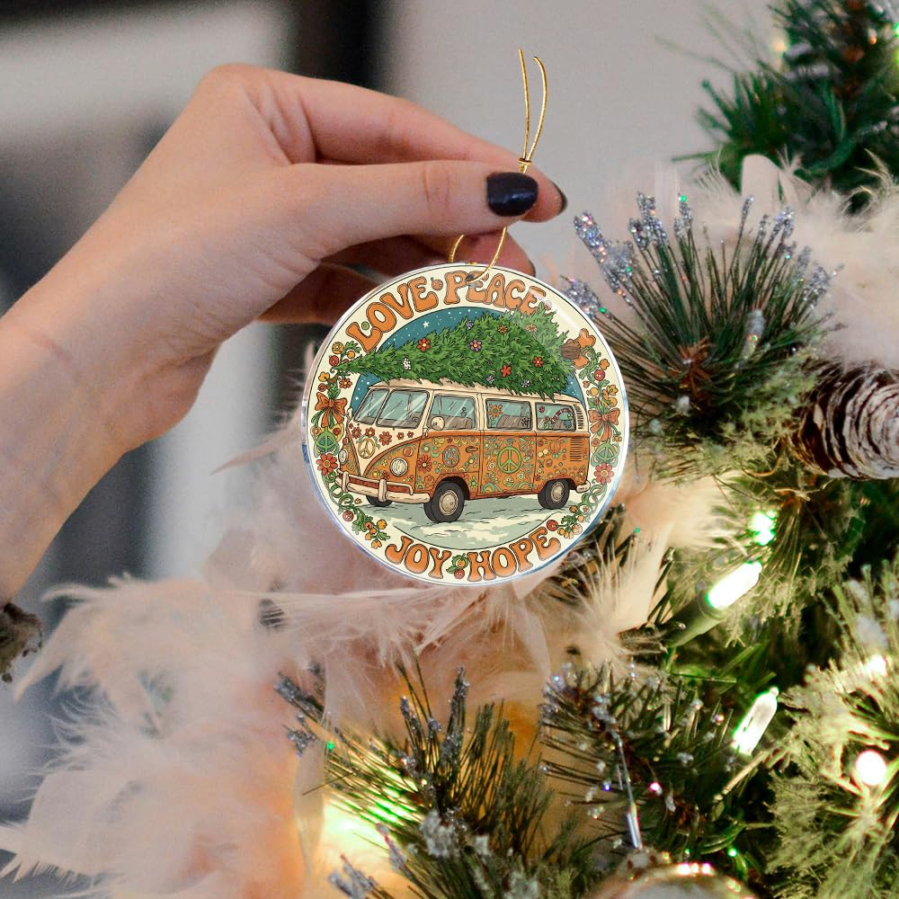 Love Peace Joy Hope 1 - Peace Hippie for Women Boho Decor Family Friend - Christmas Ornaments - Christmas Decorations - 3.6 in Acrylic - Funny Gag Gifts - Stocking Stuffers