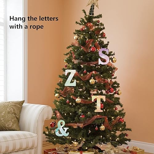 Miniatura 4 de DEEZOMO Letras de madera blancas 3D de 4 pulgadas, letras del alfabeto de madera sin terminar para decoración de pared, manualidades de madera,