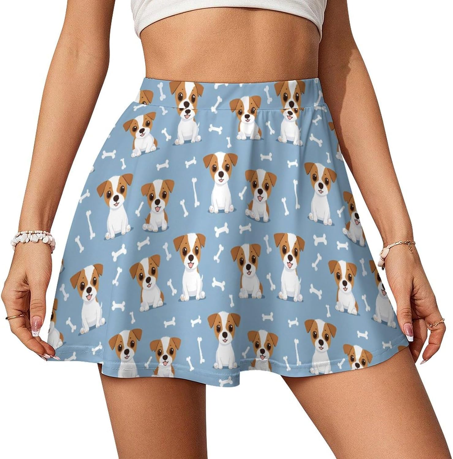 Jack Russell Terrier Cute Puppy Women Tennis Skirt Print Golf Skirts Mini Casual Workout Skorts