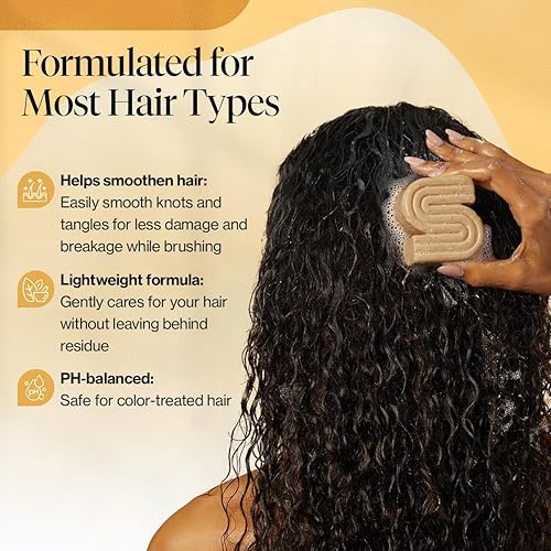 Miniatura 6 de Kitsch Barra de champú de aceite de coco, hidrata y suaviza el cabello seco dañado, champú hidratante profundo para cabello rizado, champú seguro