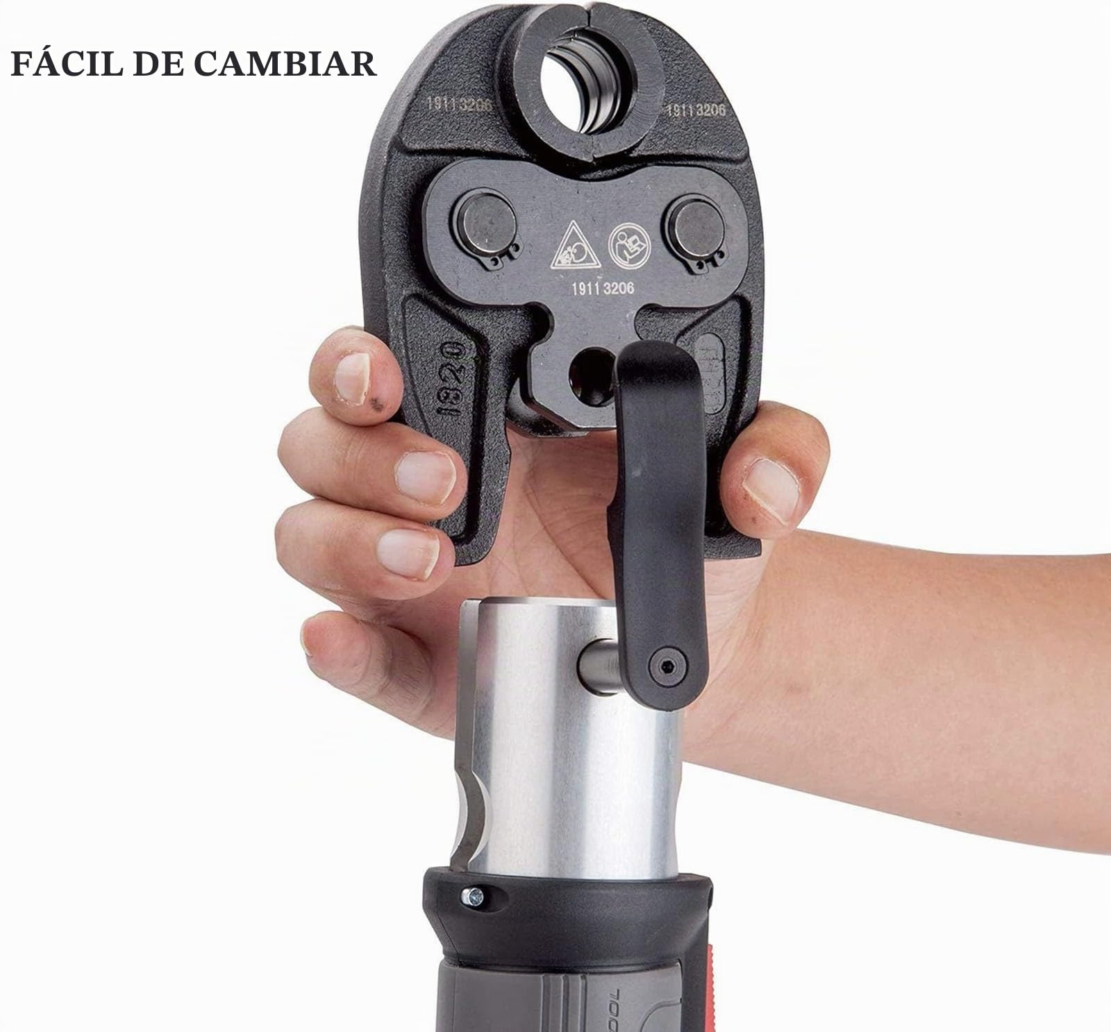 Herramienta De Prensa De Tubería Hidráulica De Batería Portátil Para Plomería De Cobre Multicapa, Con 3 Mordazas De Prensa/2 Baterías/1 Cargador Y Estuche De Transporte gris