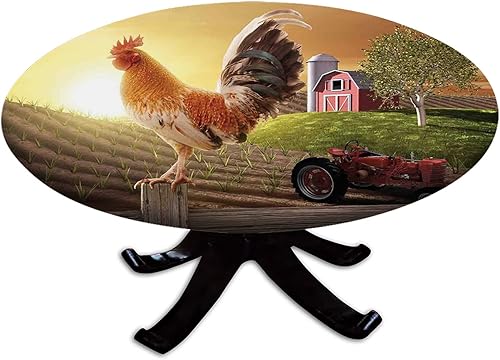 Miniatura 8 de Mantel redondo con borde elástico, mantel de poliéster lavable para decoración de interiores y fiestas, comedor, se adapta a mesas de hasta 32