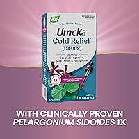 Vista 4 de Nature’s Way Umcka Cold Relief Drops, Multi-Symptom Cold Relief, Sore Throat, Cough, Stuffy Nose, and Congestion, Homeopathic, Phenylephrine Free