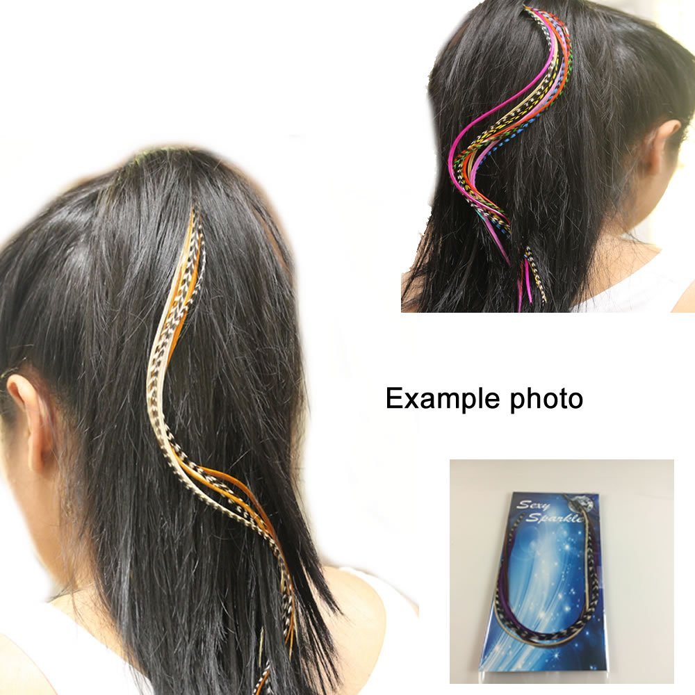 Feather Hair Extension Kit – 10 Long Multicolor Genuine Rooster Feathers, All Individual Feathers, Ranging From 7 to 11 Inches in Length, Includes 10 Micro Beads and Hook Tool