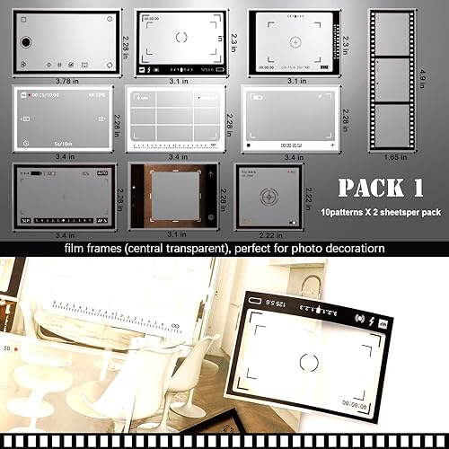 Miniatura 2 de 60 calcomanías de película retro para cámara, calcomanías decorativas para marco de película, 3 juegos de calcomanías de bordes surtidos para