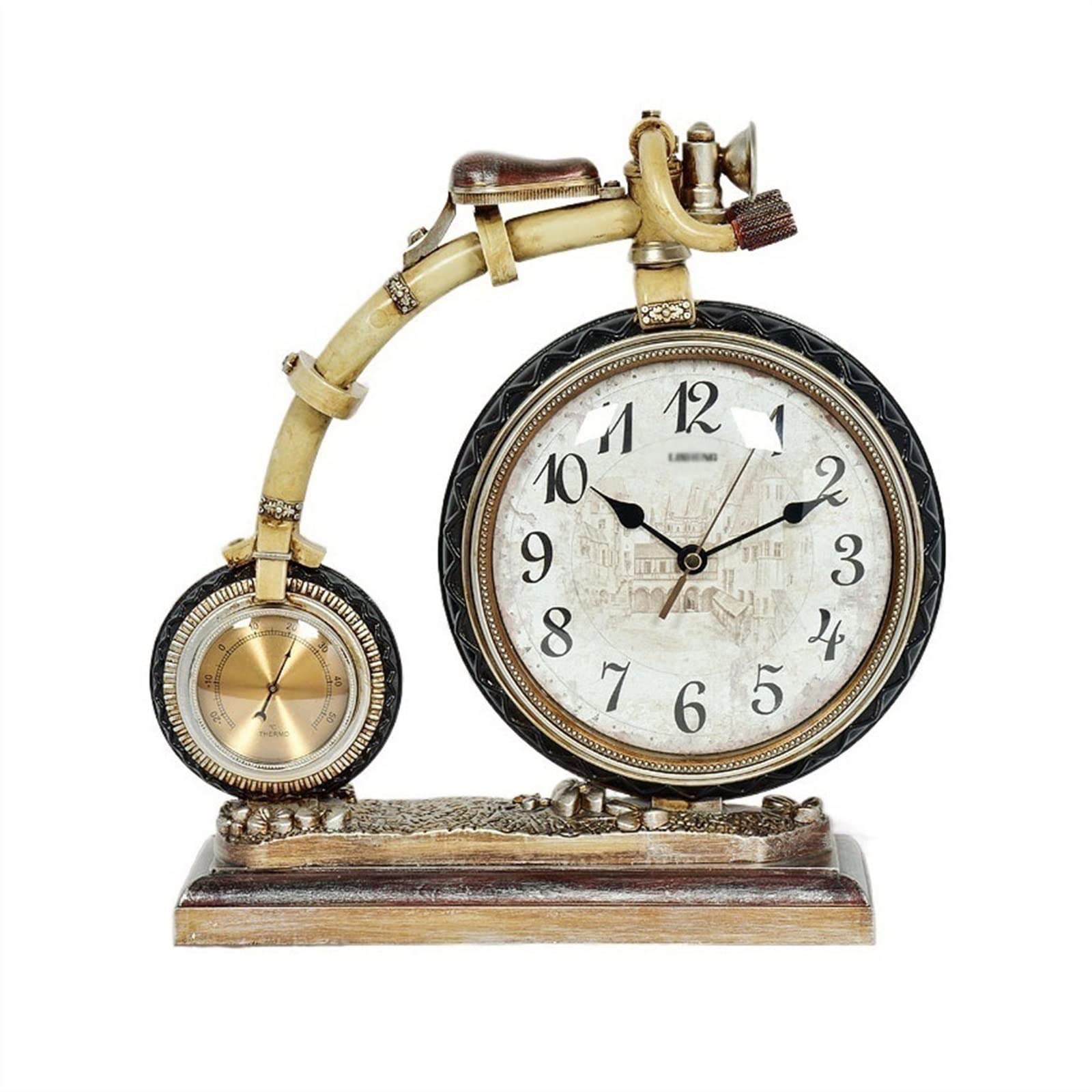 S5b8W3g7 Mantel Clocks European-style Clock Mute Large Creative Bicycle Modeling Personalized Handicraft Ornaments Decorate(A)