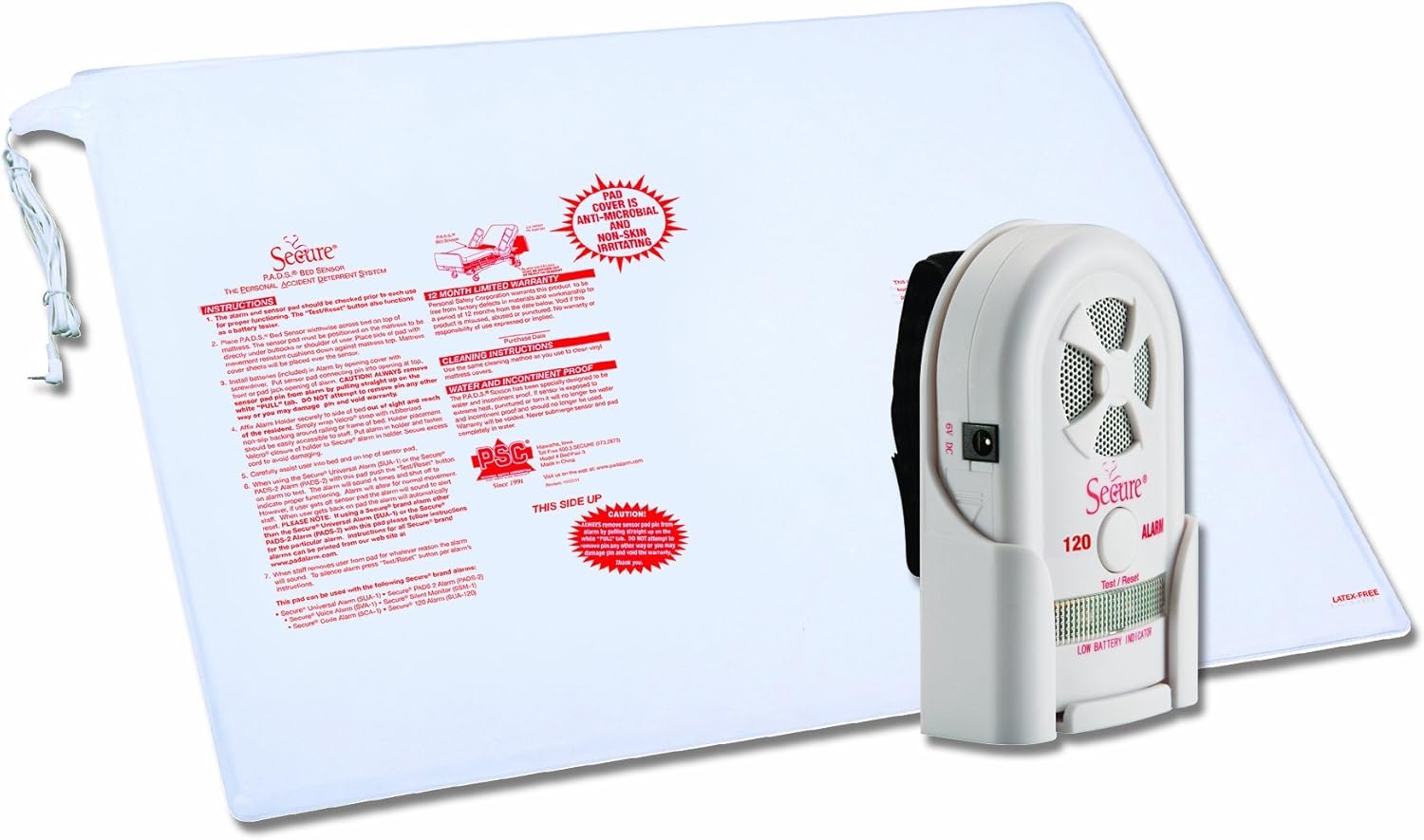 Secure PADS12 Long Term Bed Alarm Set for Elderly Fall and