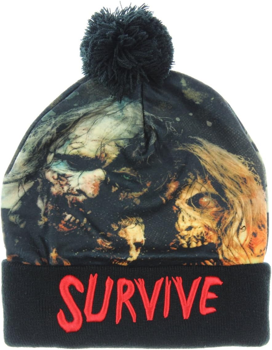 Walking Dead The Sublimated Survive Text Cuff Pom Beanie