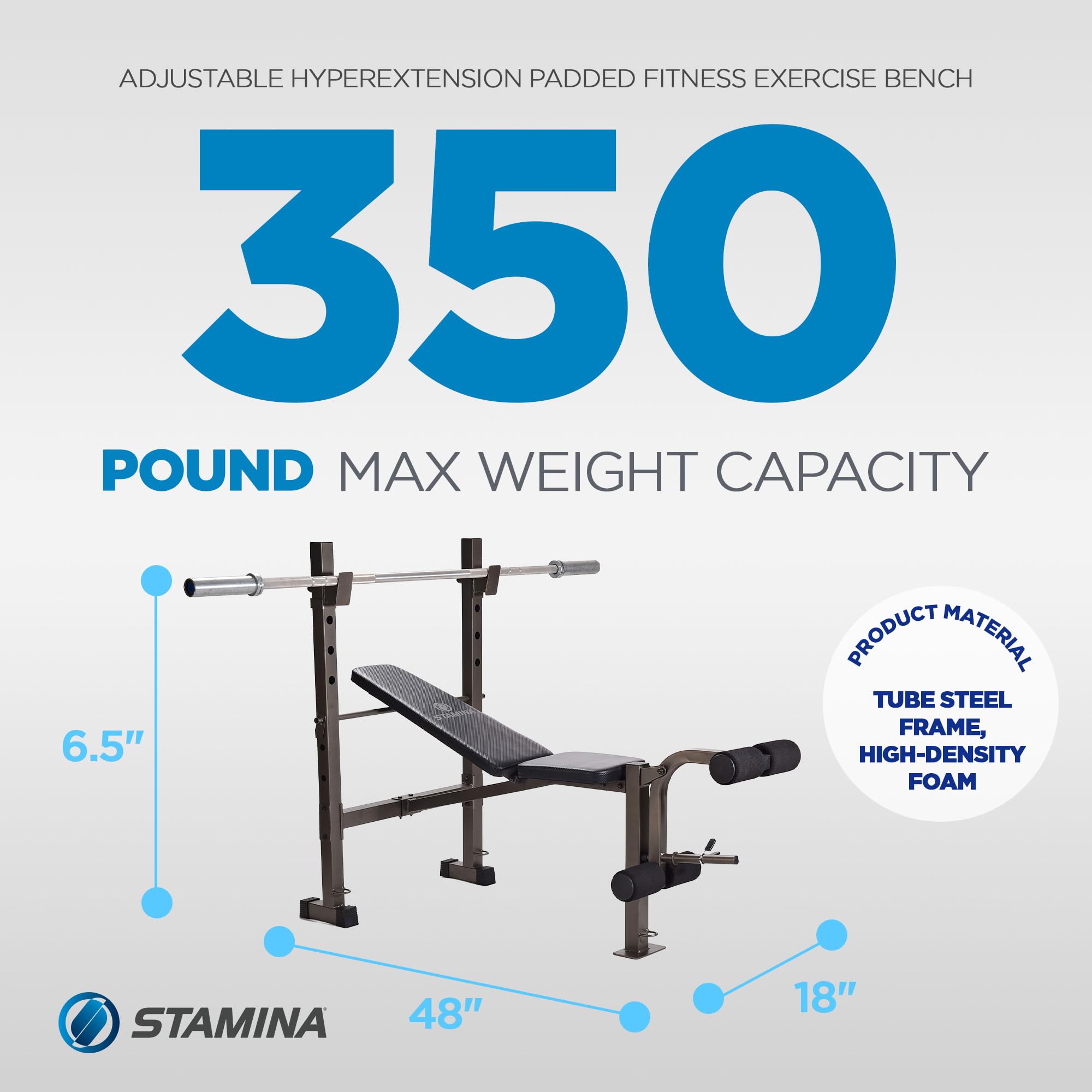 Adjustable Steel Weights Bench and Barbell Rack Combo Set with Resistance Band Anchor Points for Home Gym Workout or Exercise, Black