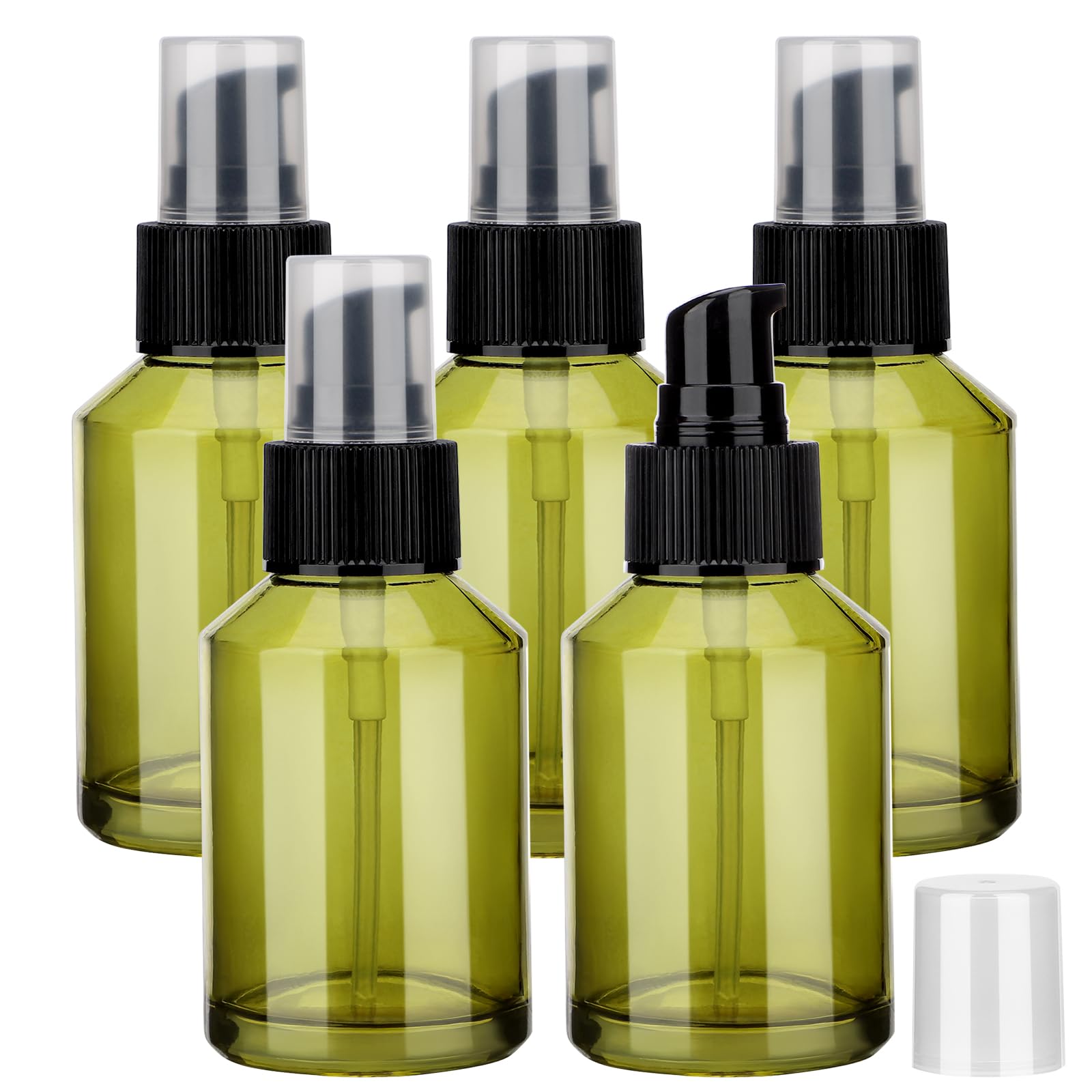 Segbeauty 5pack Empty Refillable Glass Creams Lotions Bottles, 2oz 60ml Travel Glass Pump Bottle lotion Container Foundation Bottle for Travel, Leak Proof Containers for Oils