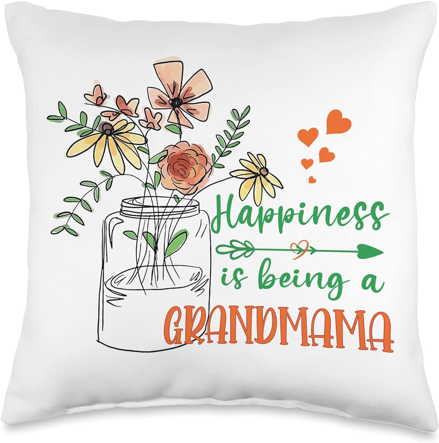 Womens Happiness is Being a GRANDMAMA Cute Florals Gifts Throw Pillow