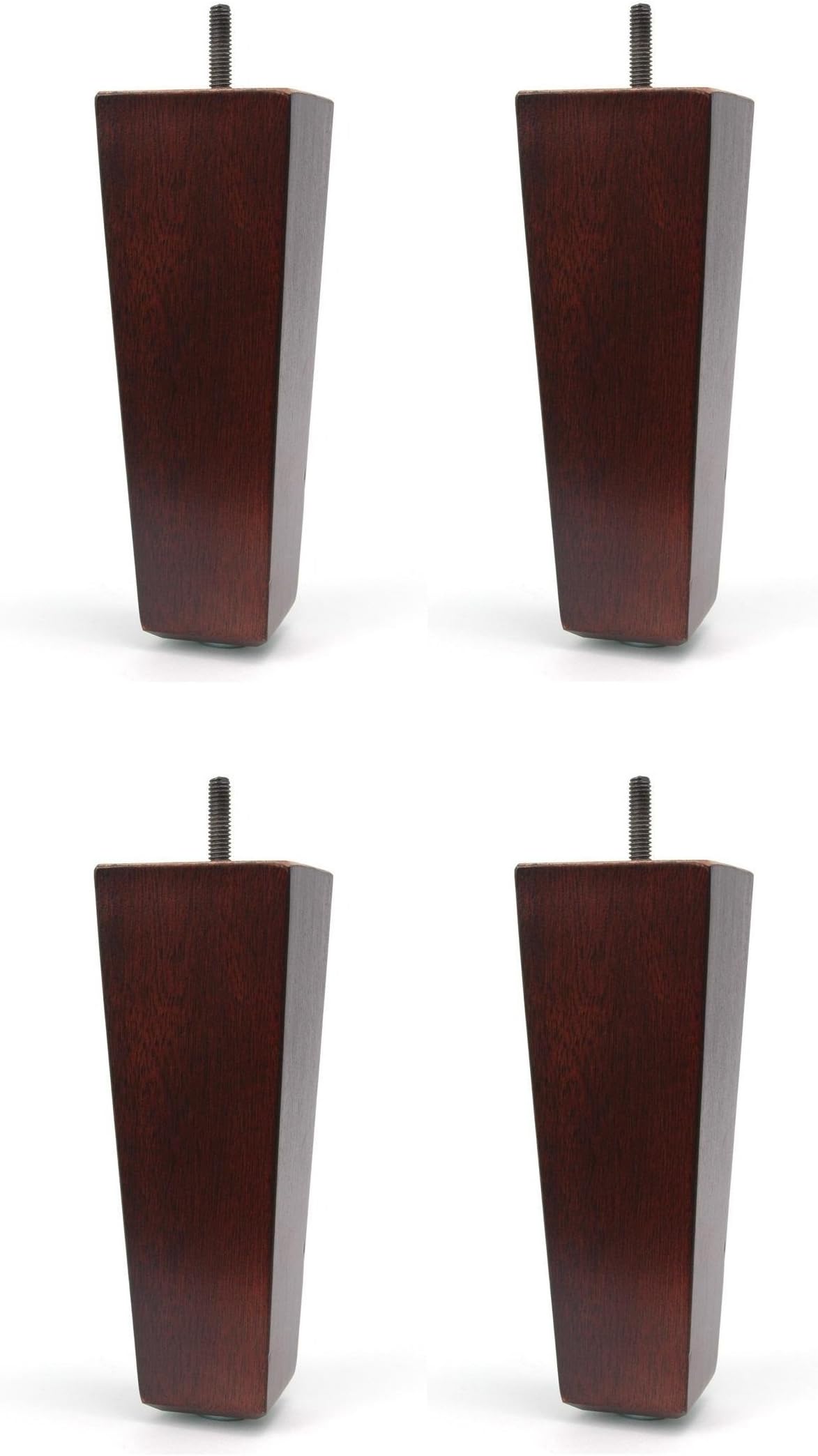 6" Solid Wood Furniture Sofa/Chair/Ottoman Tapered Leg Dark Walnut Finish - Set of 4 Legs