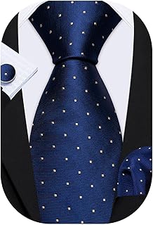 Ties for Men Silk Tie Sets Polka Dot Woven Necktie Pocket Square Cufflinks Business Wedding