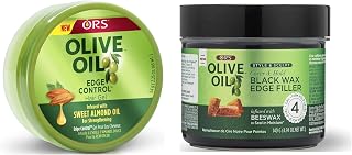 ORS Olive Oil Edge Control Hair Gel - Style & Sculpt Cover & Hold Black Wax Edge Filler Infused with Beeswax to Seal in Moisture - Bundle